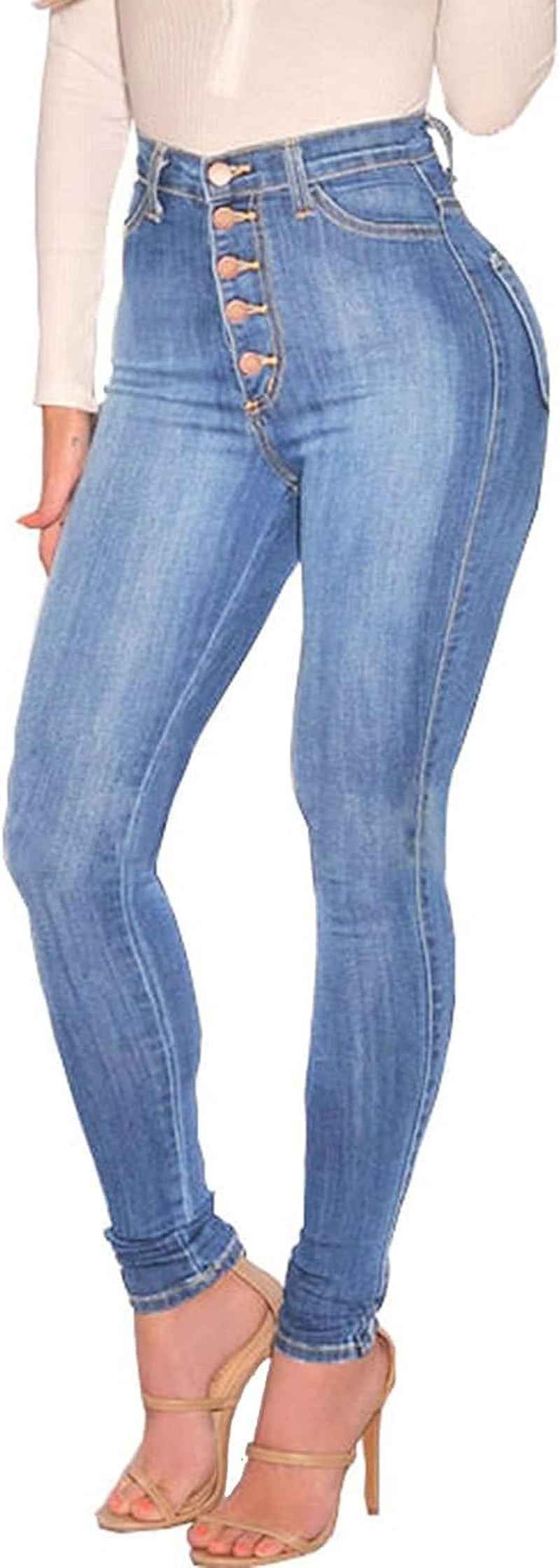 Women's High Waist Stretch 5 Button Butt Lifting Skinny Jeans - Cyndora