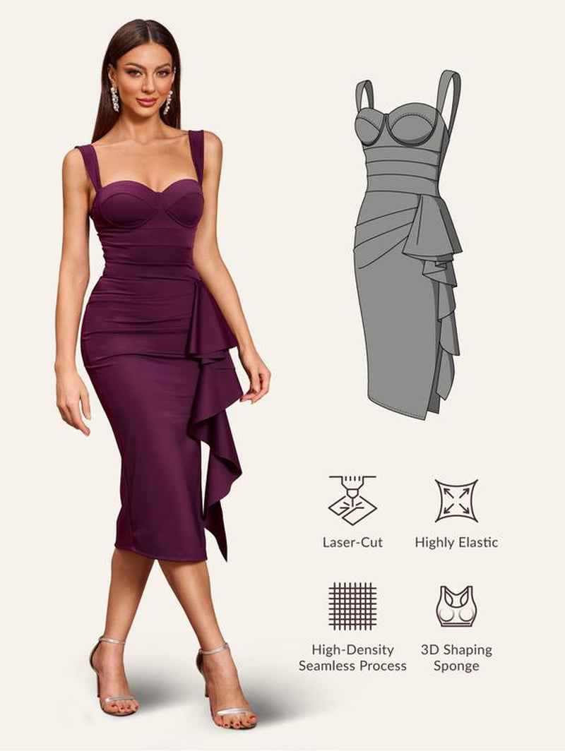 Women's Shapewear Cocktail Dress with Built-In Bra Support - Cyndora
