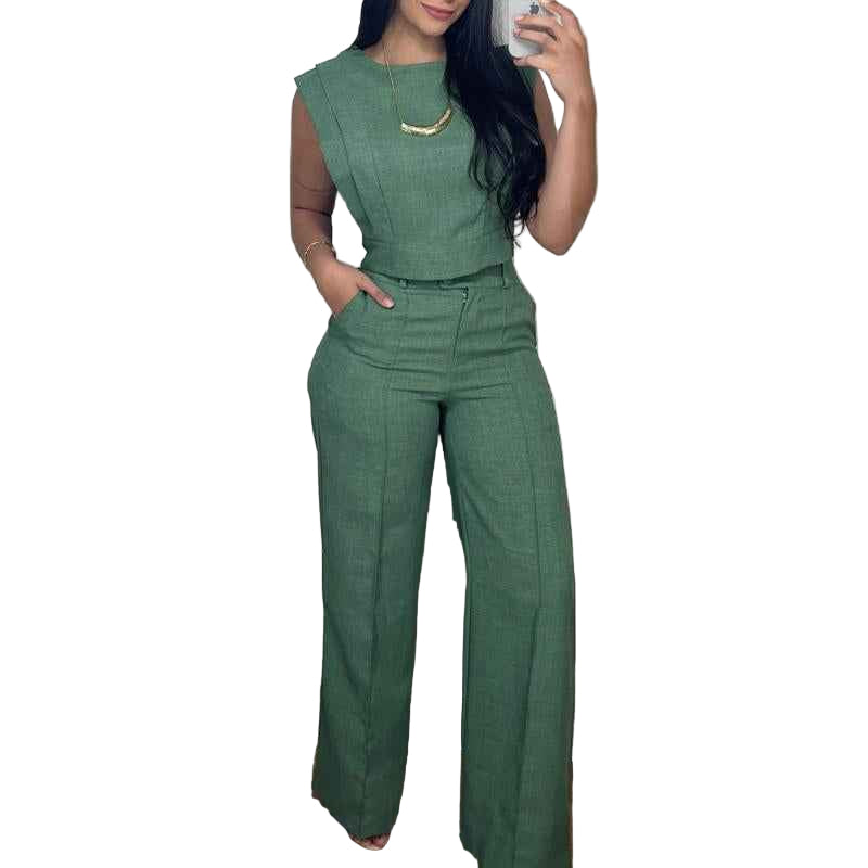 Women's 2 Piece Crop Top and Pants Set - Cyndora