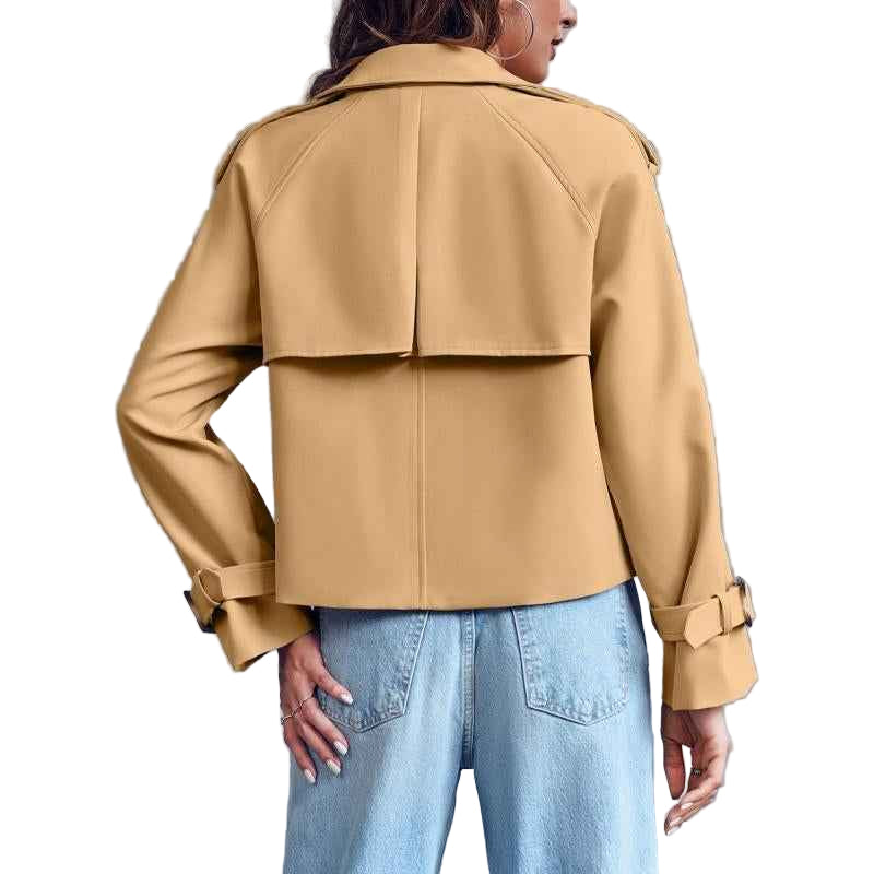 ARTFREE Women Short Double Breasted Trench Coat - Cyndora