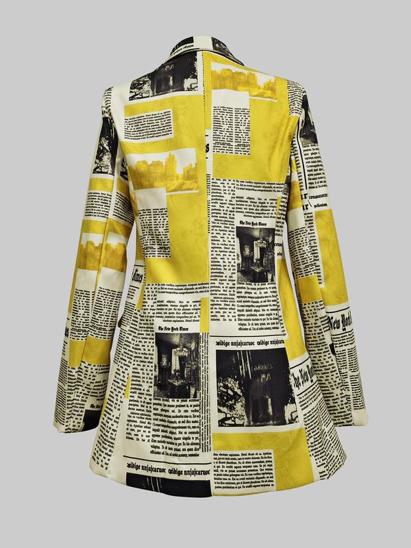 Women's All over Newspaper Print Button Front Blazer