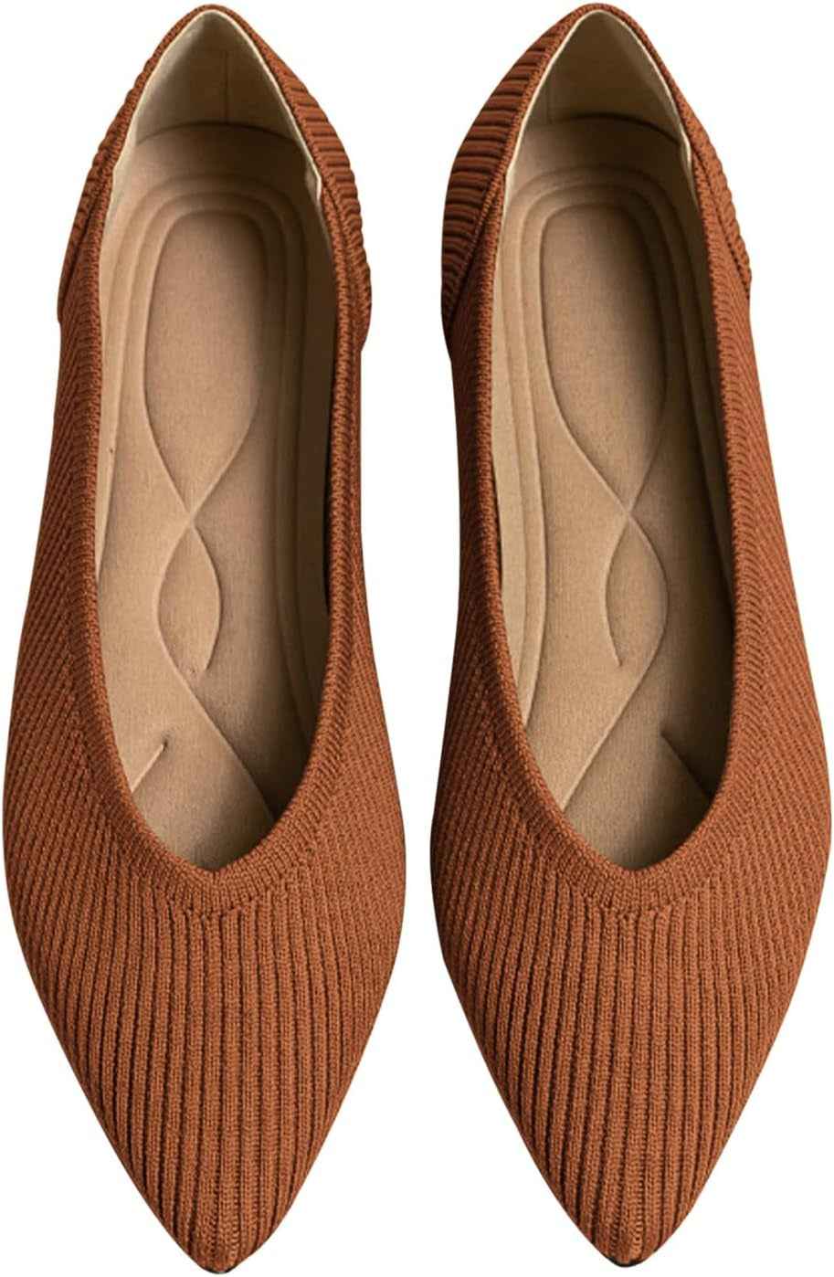 Women's Pointed Toe Knit Ballet Flats - Comfortable Dressy Slip-On Shoes