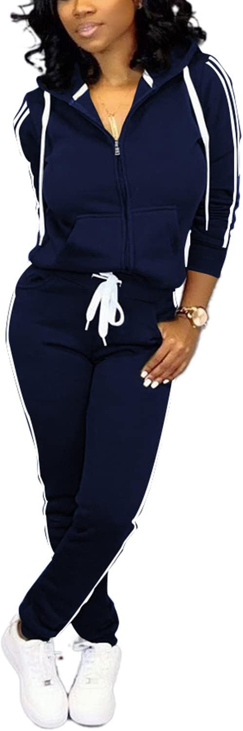 Women's Two Piece Casual Solid Tracksuit Jogging Set