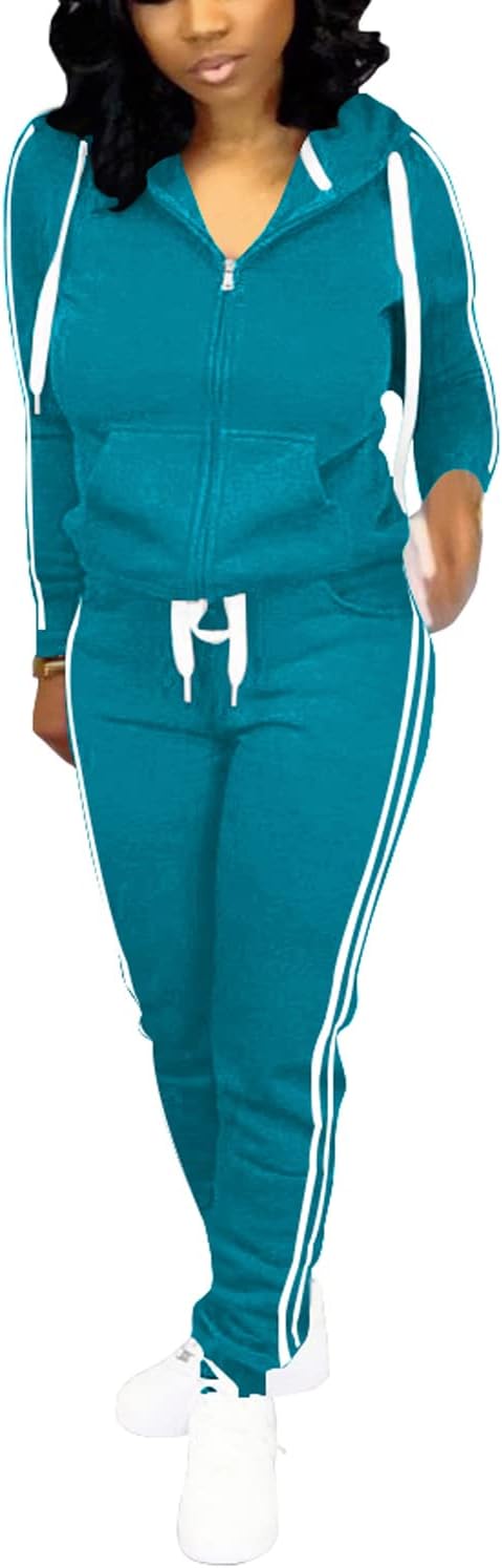 Women's Two Piece Casual Solid Tracksuit Jogging Set