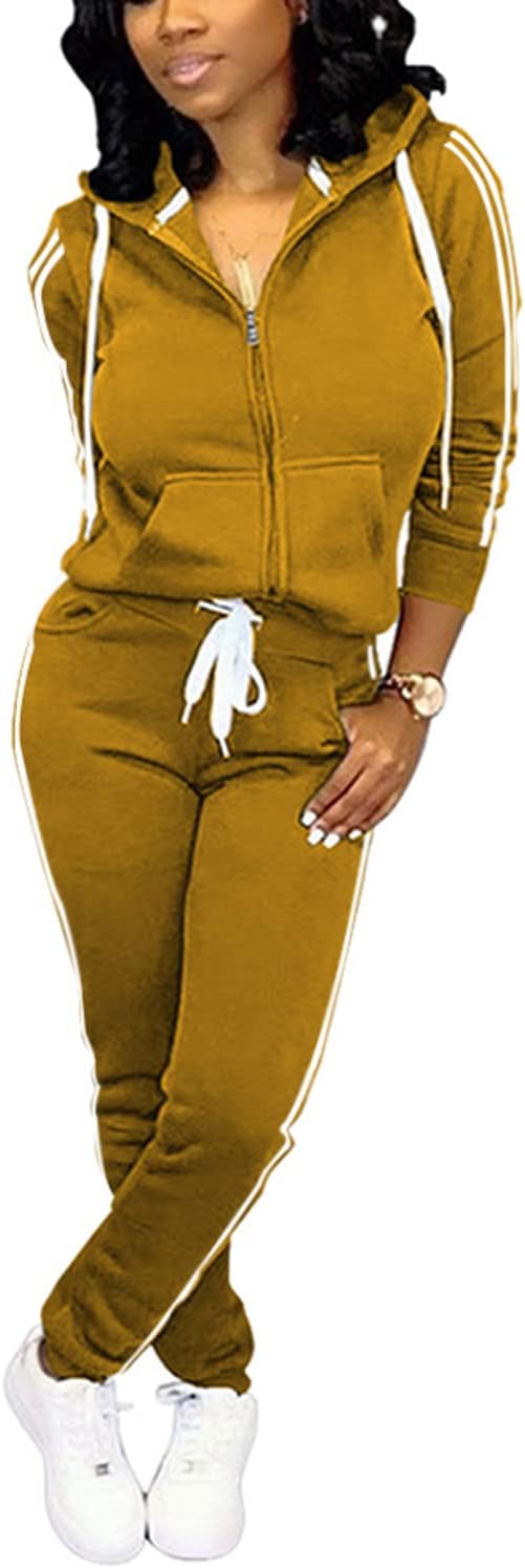 Women's Two Piece Casual Solid Tracksuit Jogging Set