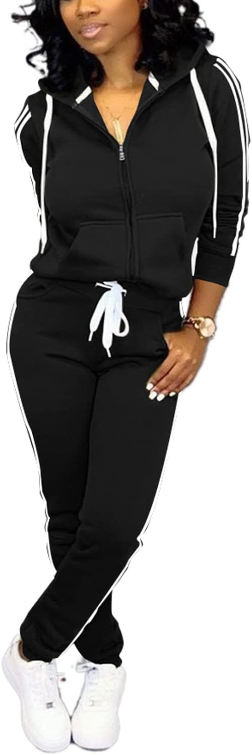 Women's Two Piece Casual Solid Tracksuit Jogging Set