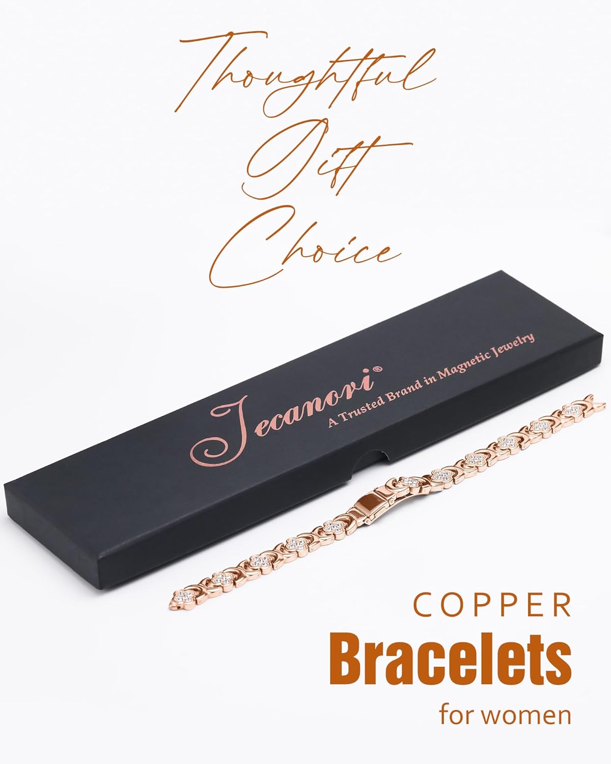 Jecanori Copper Bracelets for Women, Pure Copper Magnetic Bracelet with 3500 Gauss Effective Magnets