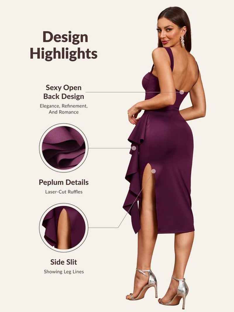 Women's Shapewear Cocktail Dress with Built-In Bra Support - Cyndora