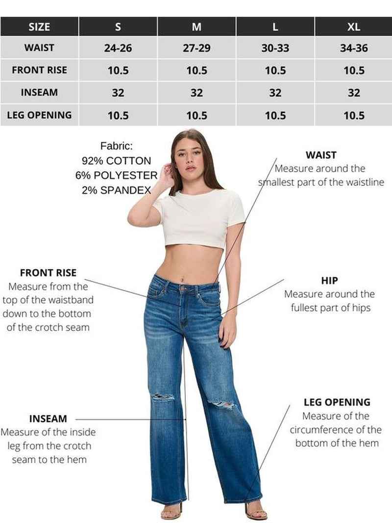 Cameron - Super Stretchy High Waisted Denim Wide Leg Jeans - Cyndora