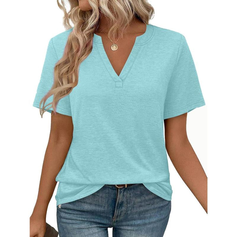 Womens Short Sleeve V Neck Top