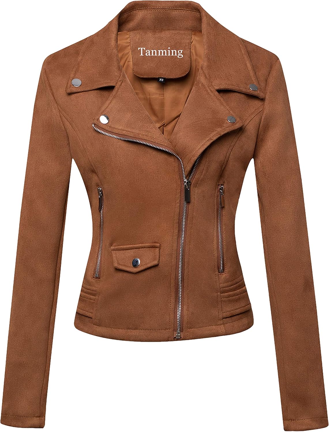 Tanming Women's Faux Moto Biker Short Coat