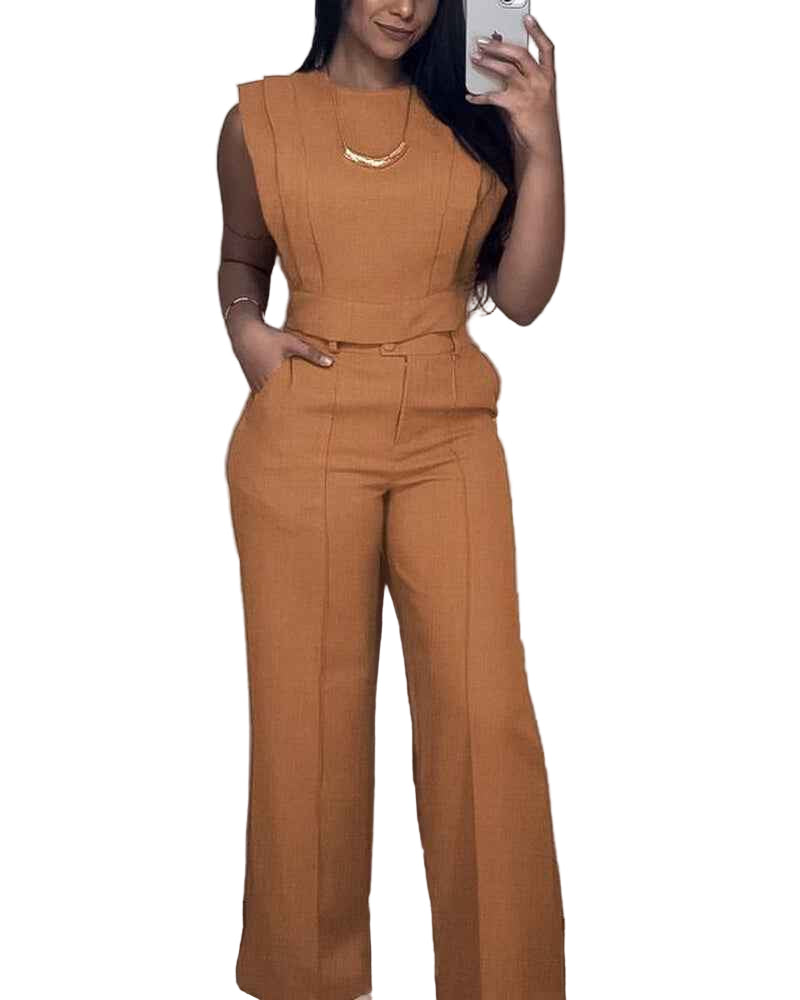 Women's 2 Piece Crop Top and Pants Set - Cyndora