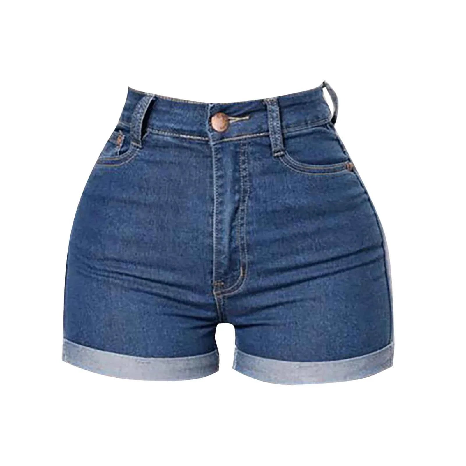 Women Wrapped Hip High Waist Rolled up Shorts with plus Size