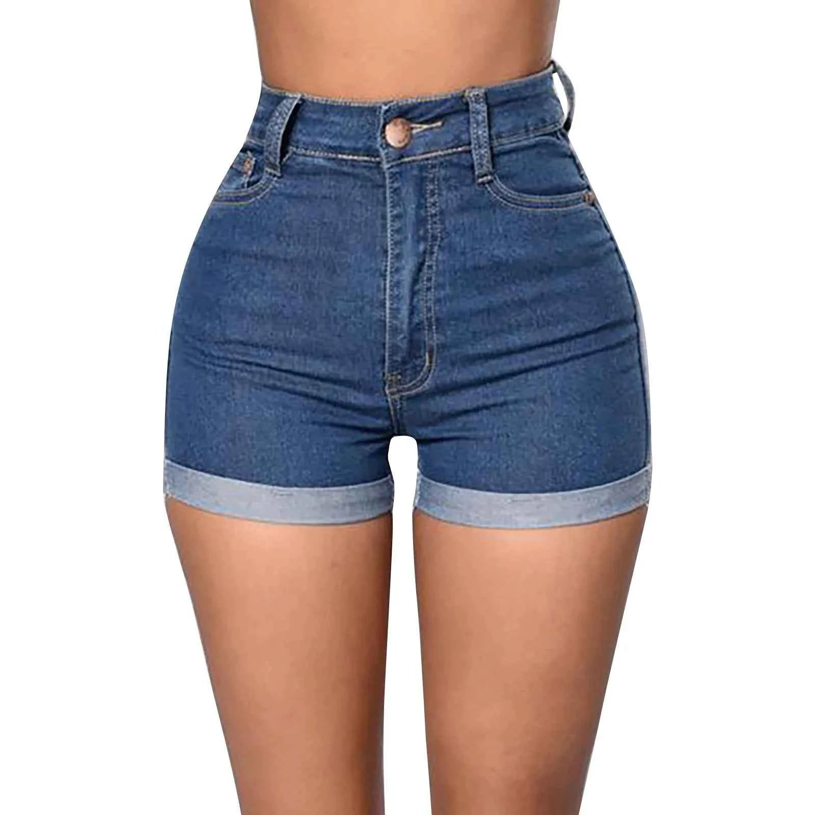 Women Wrapped Hip High Waist Rolled up Shorts with plus Size