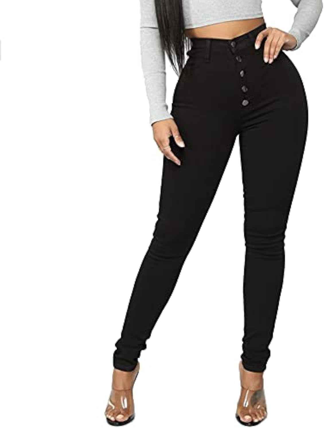 Women's High Waist Stretch 5 Button Butt Lifting Skinny Jeans - Cyndora