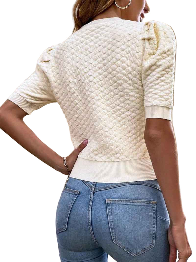 Women's Textured Puff Sleeve Sweater - Cyndora