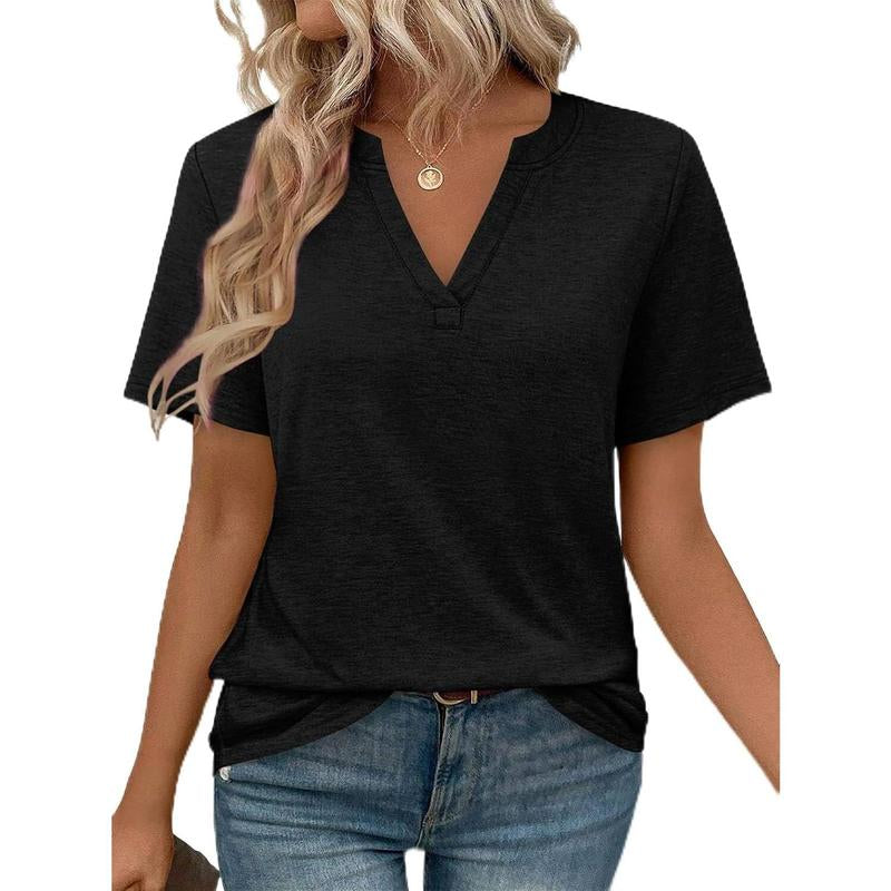 Womens Short Sleeve V Neck Top