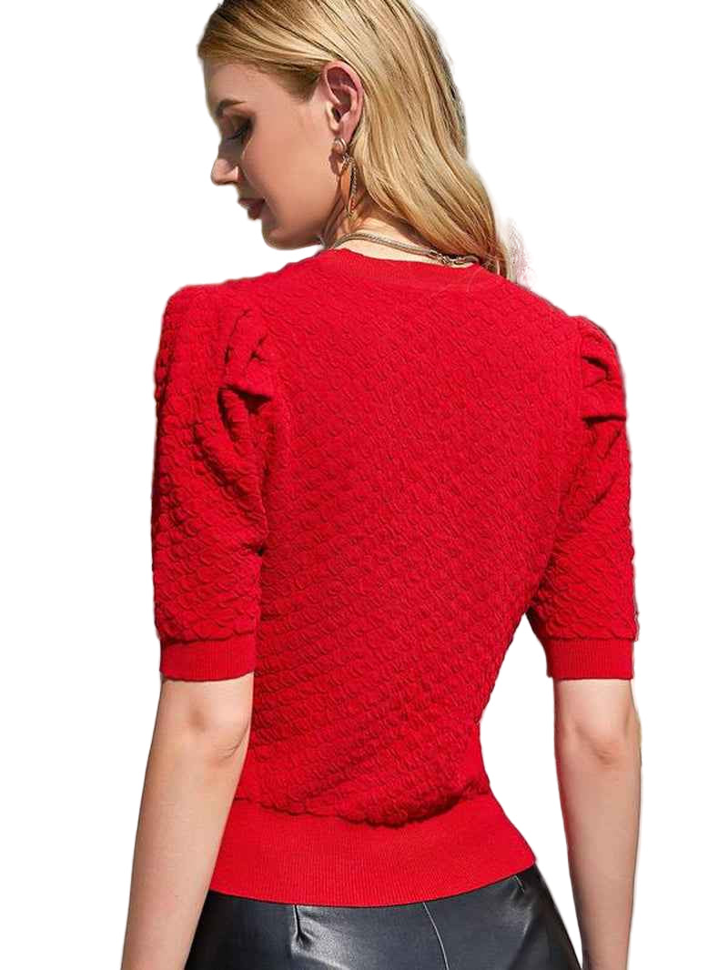 Women's Textured Puff Sleeve Sweater - Cyndora