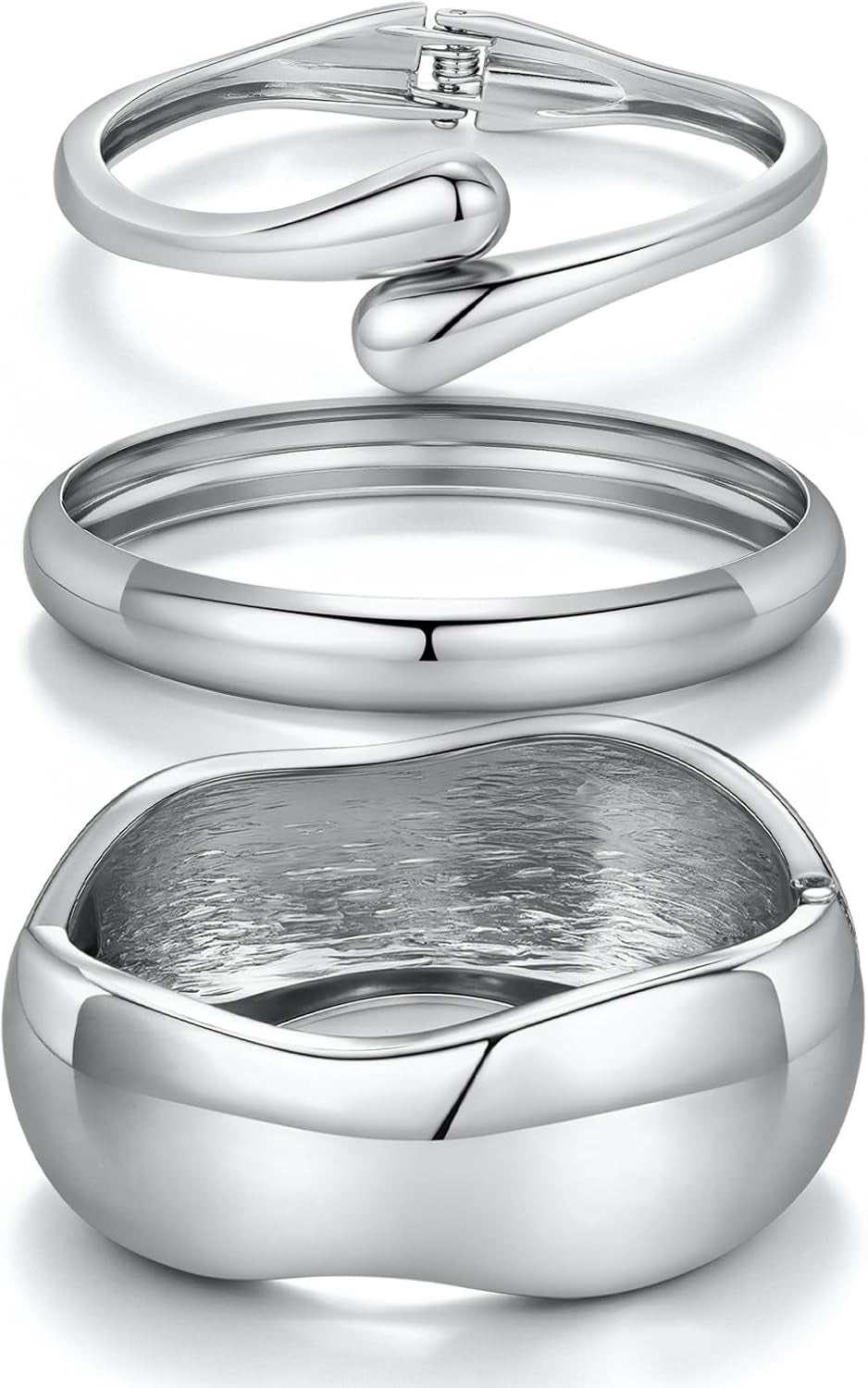 14K Gold Plated Chunky Bangle Bracelet Set