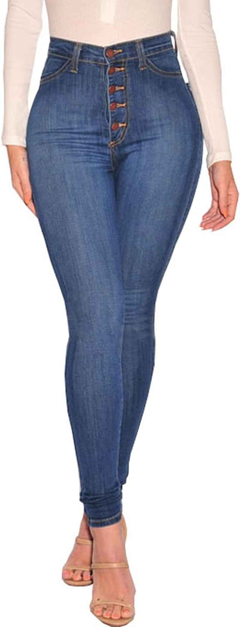 Women's High Waist Stretch 5 Button Butt Lifting Skinny Jeans - Cyndora