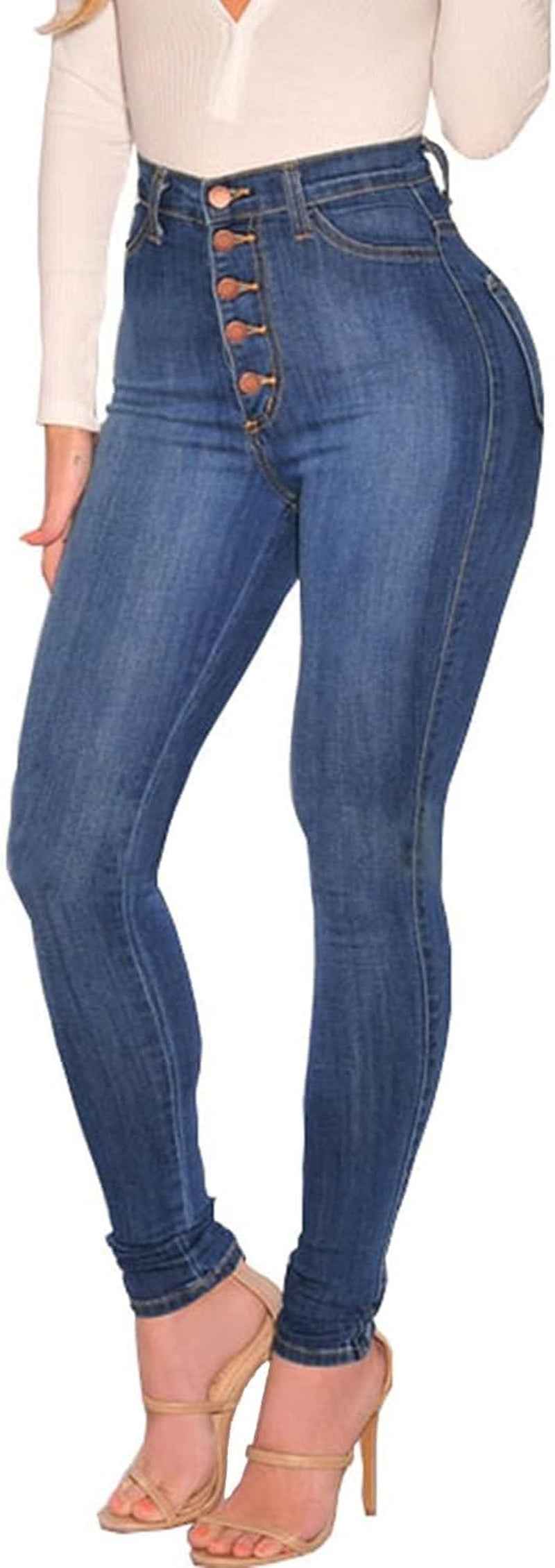 Women's High Waist Stretch 5 Button Butt Lifting Skinny Jeans - Cyndora
