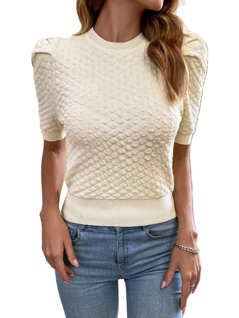 Women's Textured Puff Sleeve Sweater - Cyndora