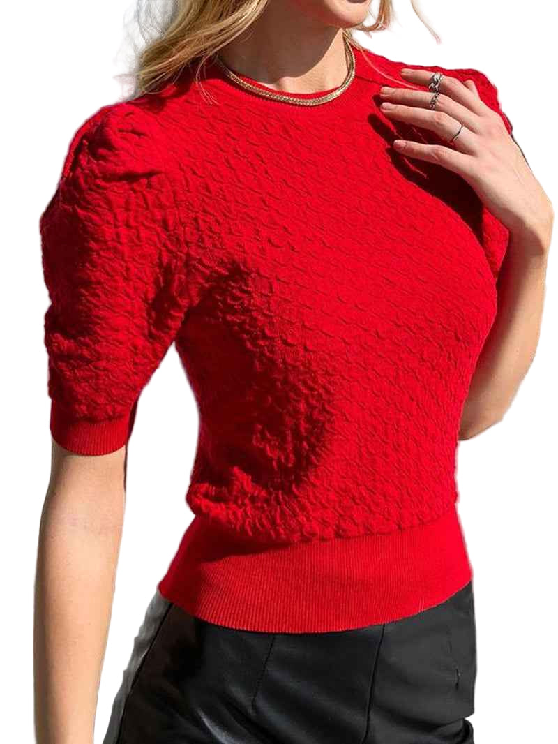 Women's Textured Puff Sleeve Sweater - Cyndora