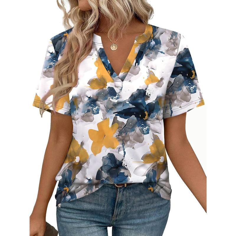 Womens Short Sleeve V Neck Top
