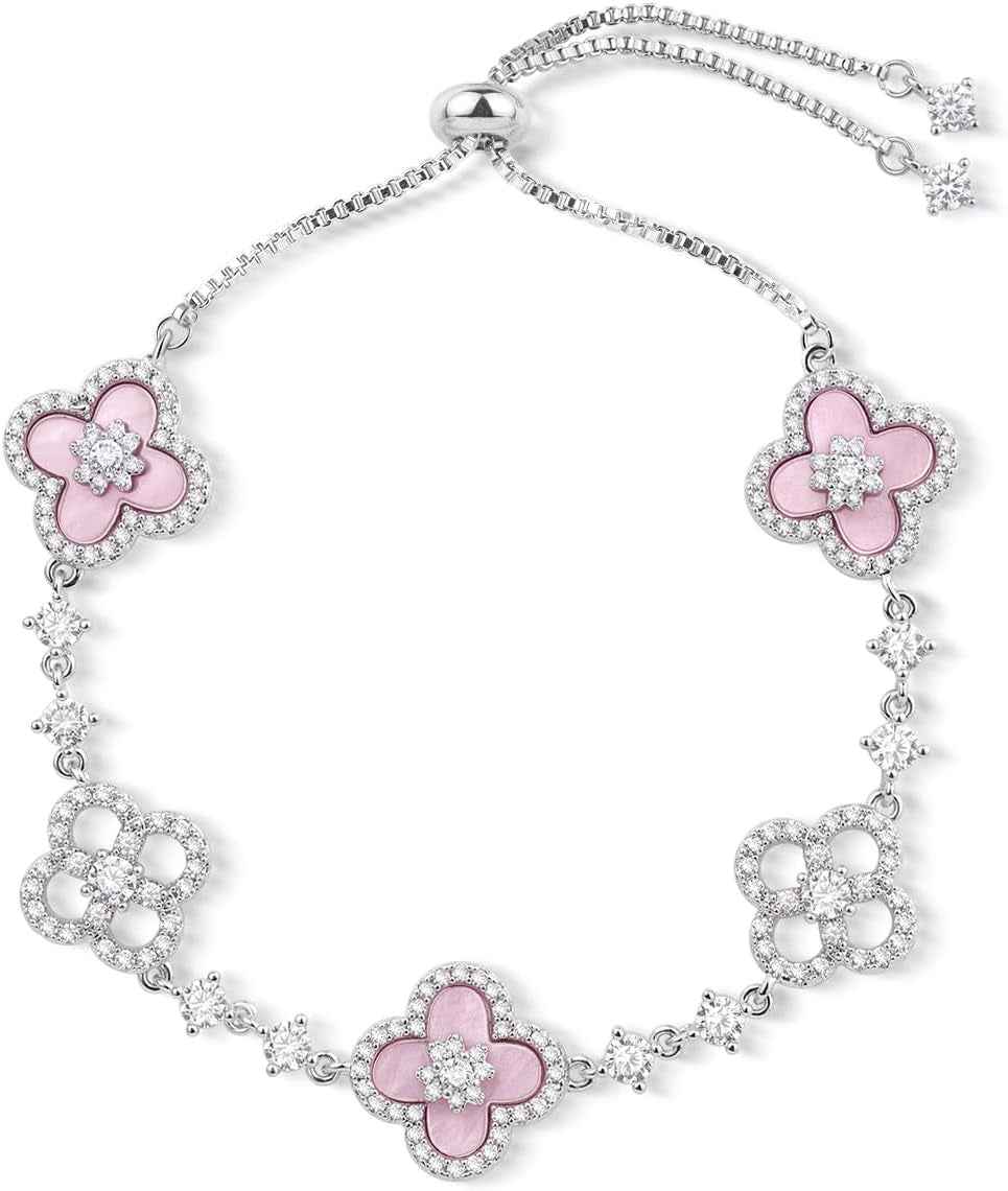 18K Gold Plated Clover Bracelet for Women | Elegant Four Leaf Flower Charm Bracelet