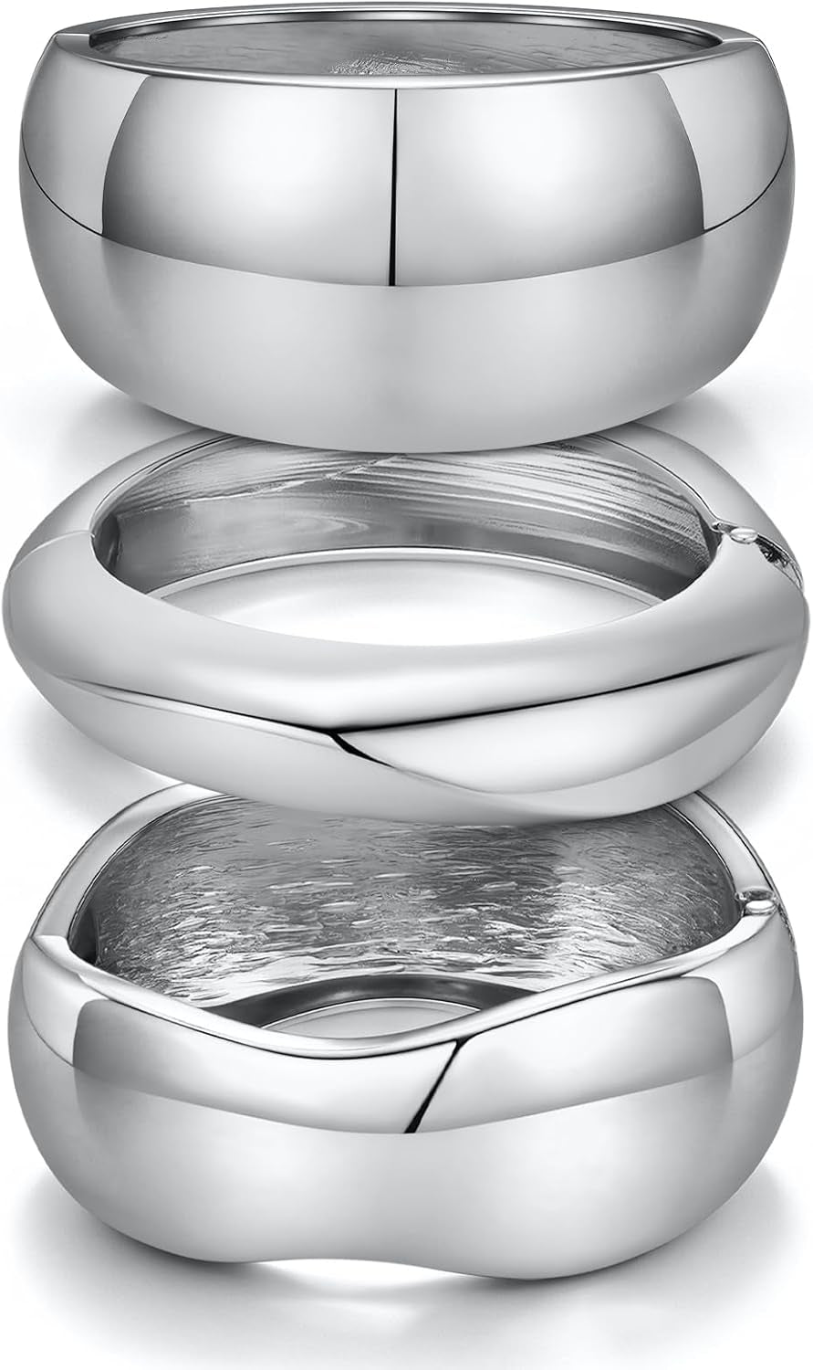 14K Gold Plated Chunky Bangle Bracelet Set