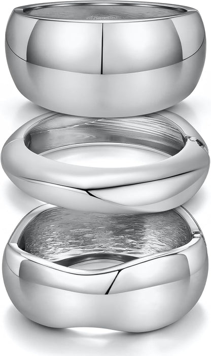 14K Gold Plated Chunky Bangle Bracelet Set