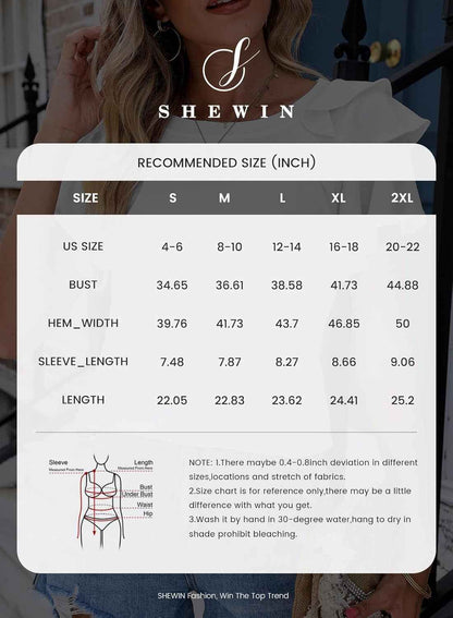 Women's Casual Slim Fit Ruffle Short Sleeve Top