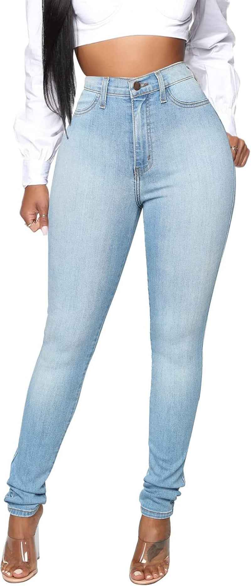 Women's Classic High Waisted Skinny Stretch Butt Lifting Jeans