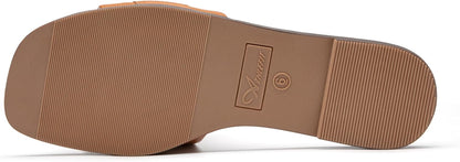 Chic and Comfortable Women's Slip-On Flat Dressy Slides in Brown