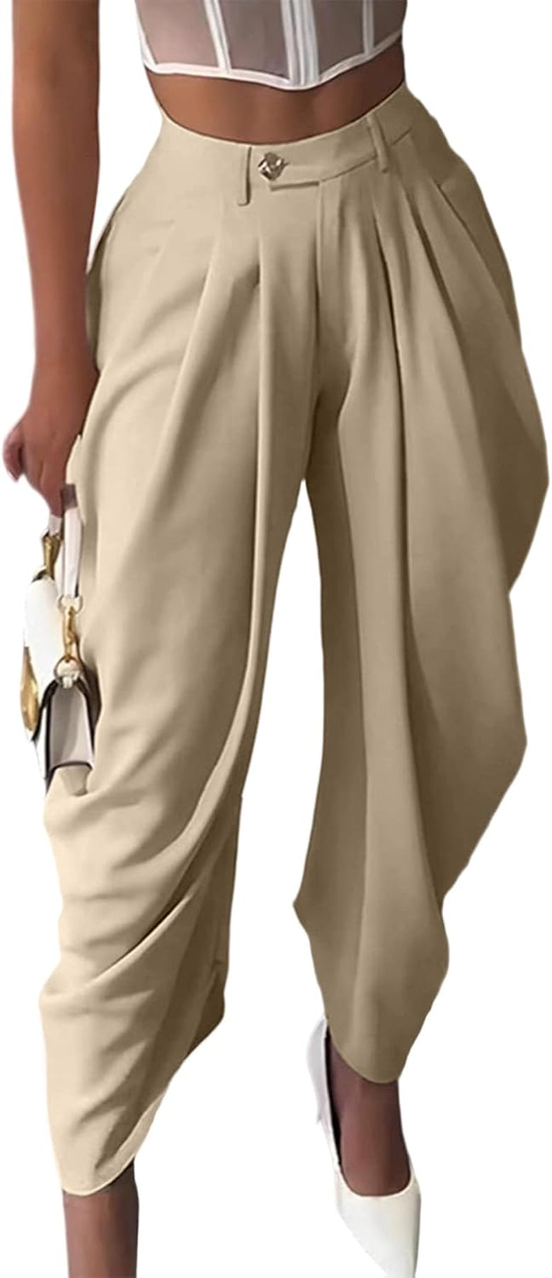 Women's High Waisted Wide Leg Dress Palazzo Pants 