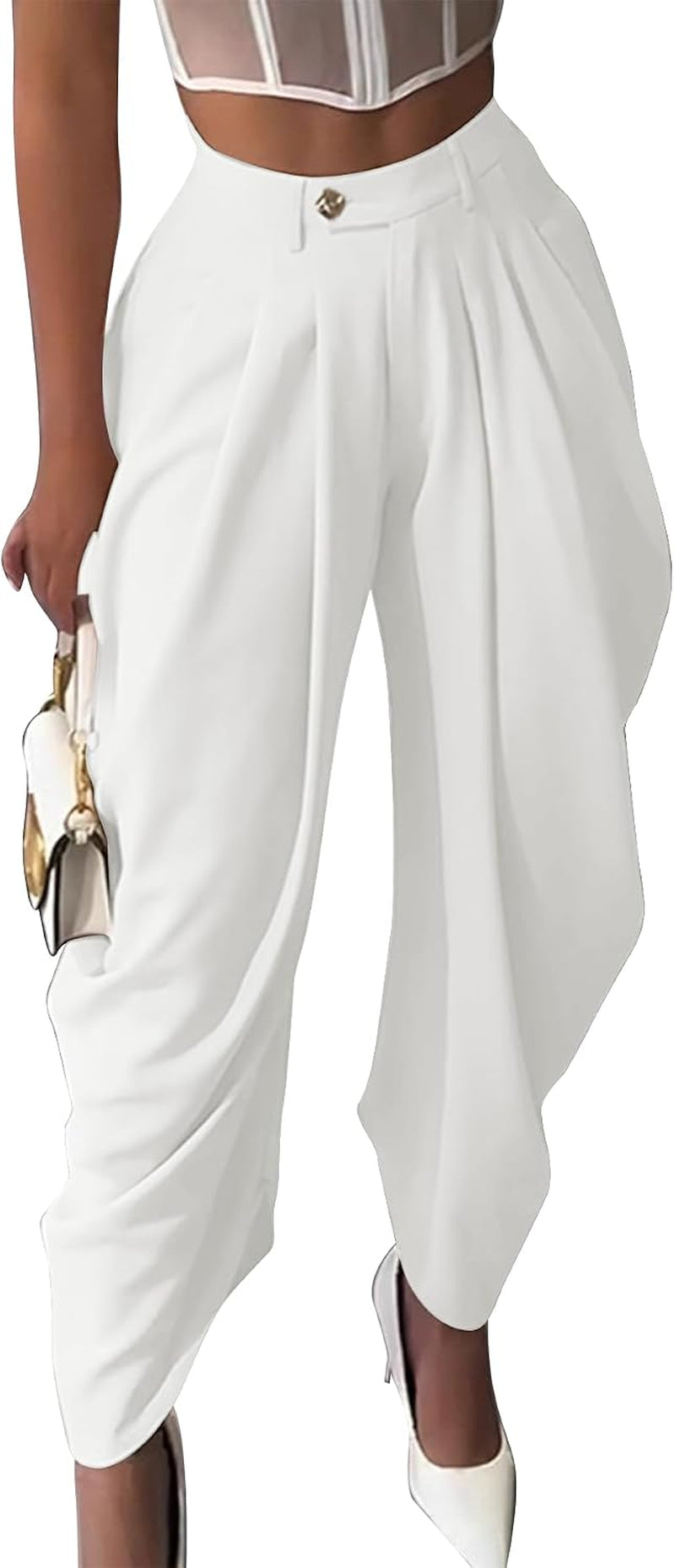 Women's High Waisted Wide Leg Dress Palazzo Pants 
