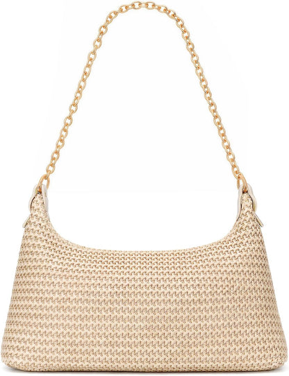 Stylish Crochet Straw Boho Shoulder Beach Bag for Effortless Summer Vibes