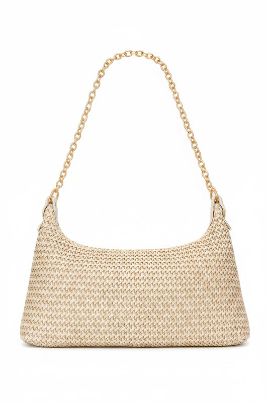 Stylish Crochet Straw Boho Shoulder Beach Bag for Effortless Summer Vibes