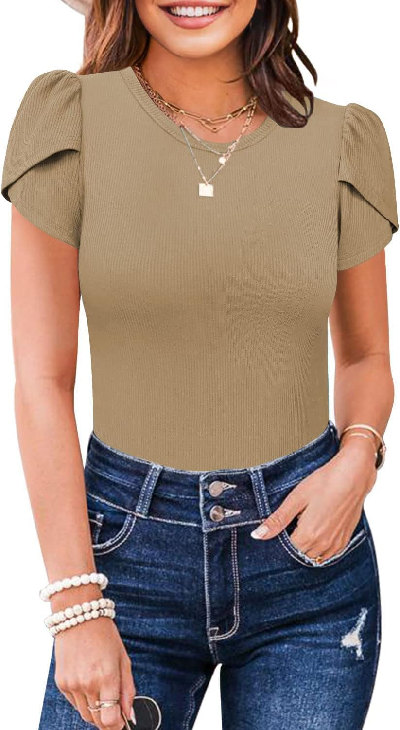 Women's Ribbed Petal Sleeve Bodysuit