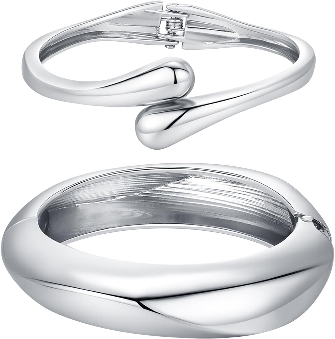 14K Gold Plated Chunky Bangle Bracelet Set