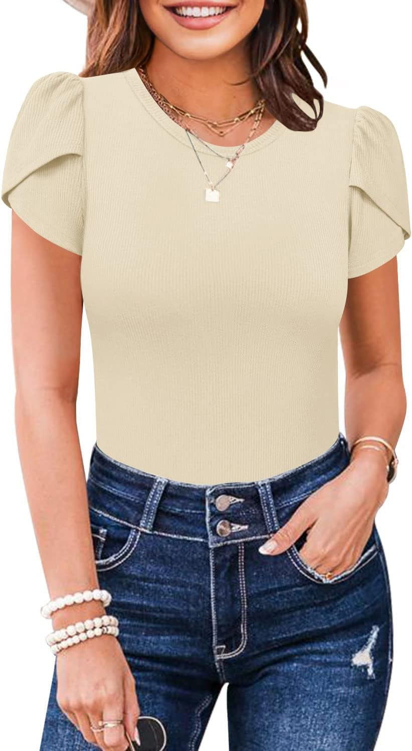 Women's Ribbed Petal Sleeve Bodysuit