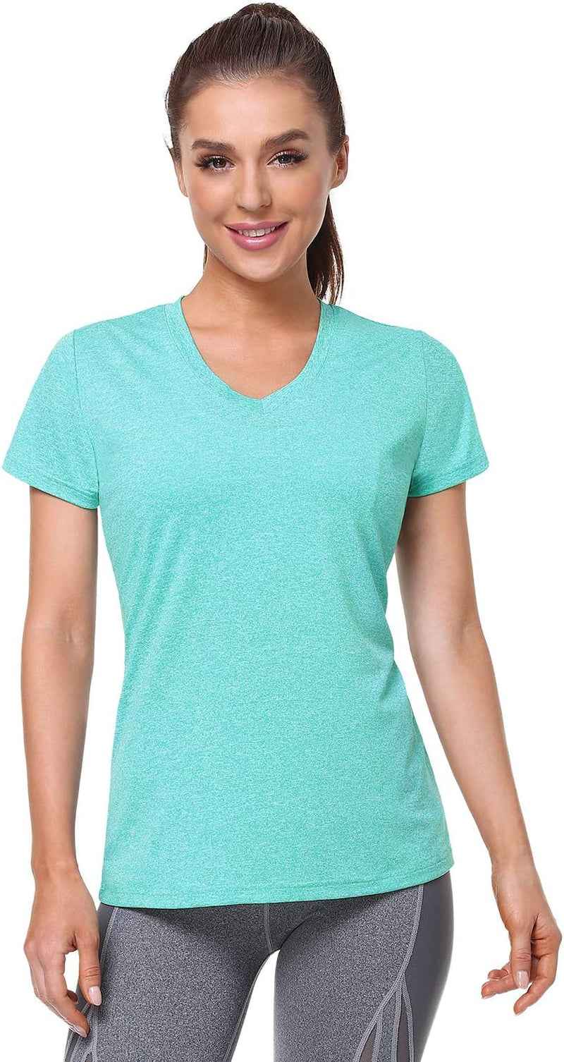 5-Pack Women's Short Sleeve Dry Fit T-Shirt - Moisture Wicking Athletic V-Neck Tee