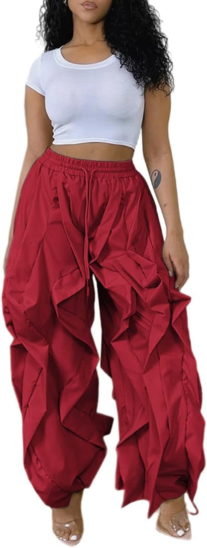 Women's Ruffle Cargo Jogger Pants