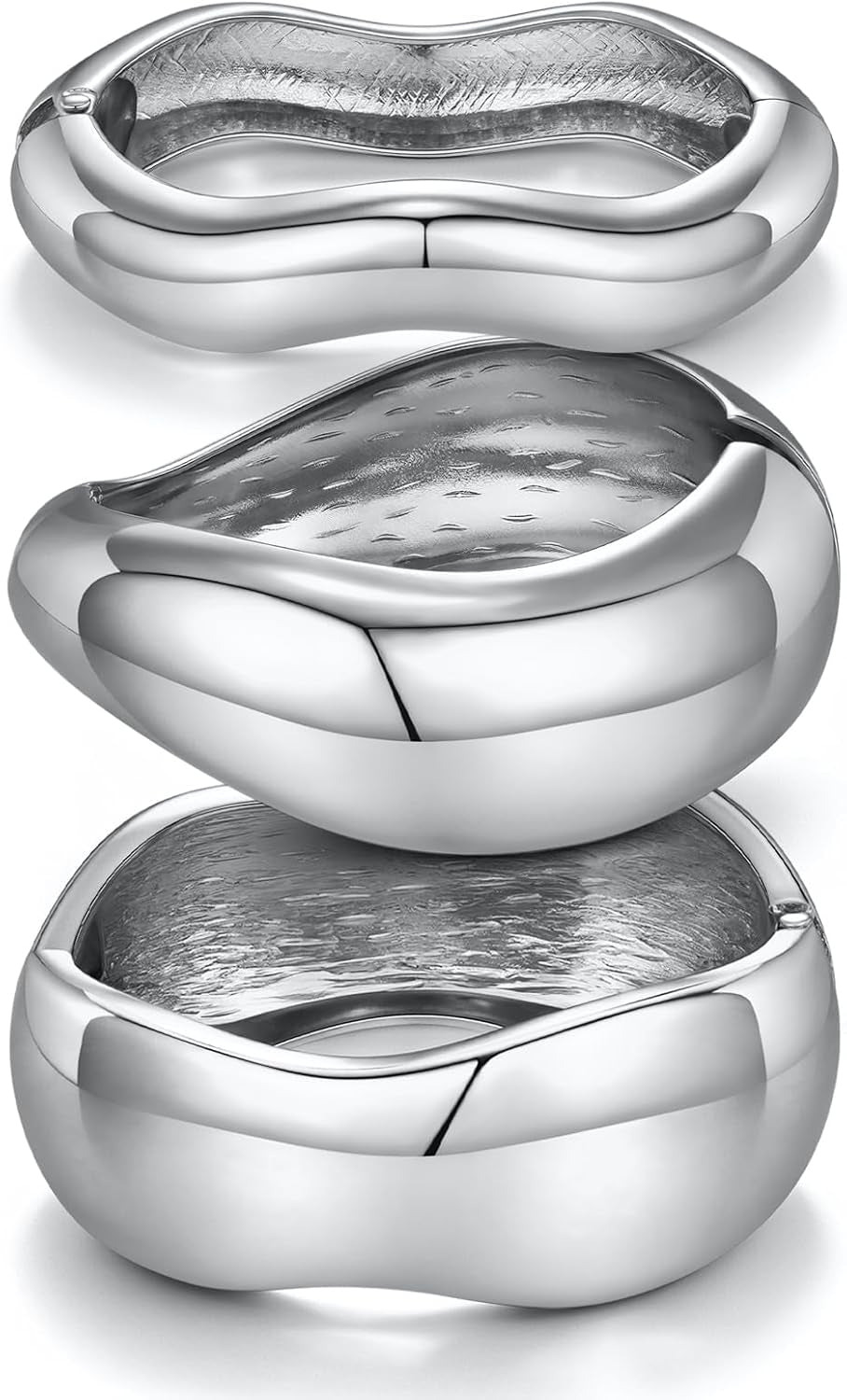 14K Gold Plated Chunky Bangle Bracelet Set
