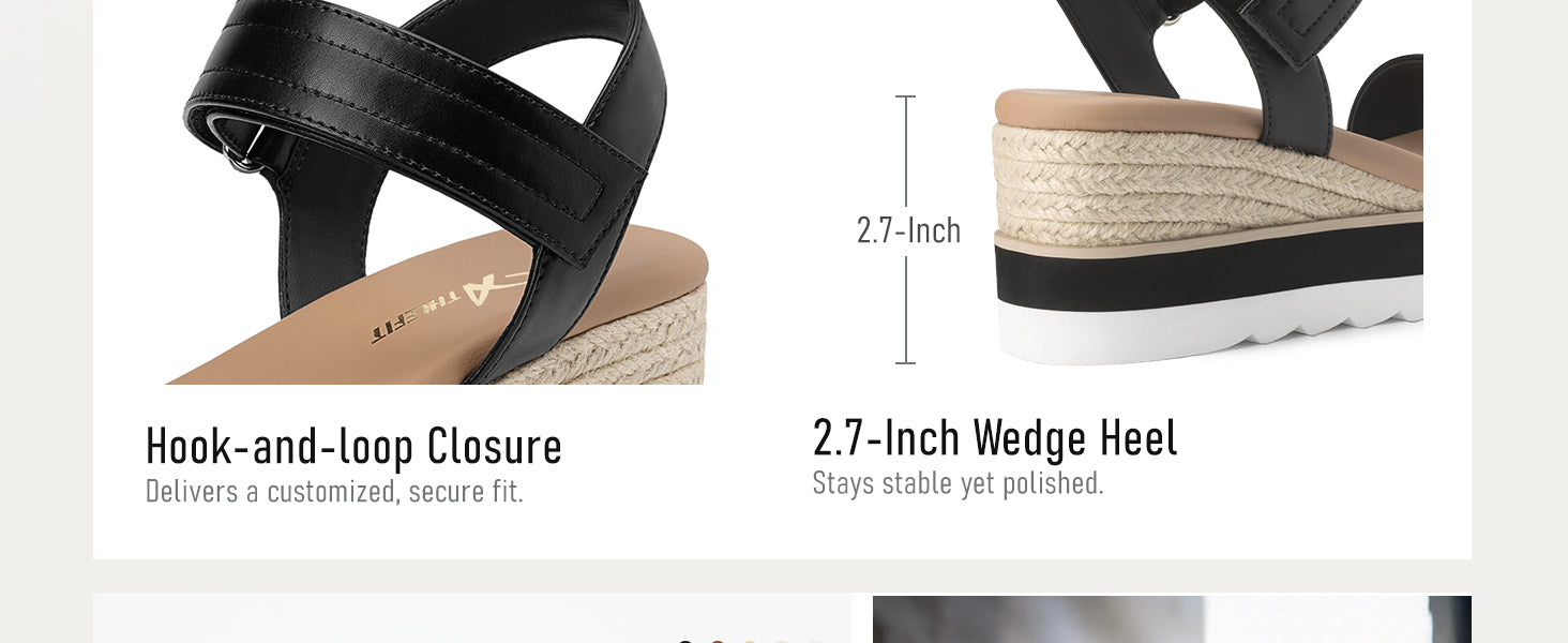 Athlefit Espadrille Wedge Sandals for Women