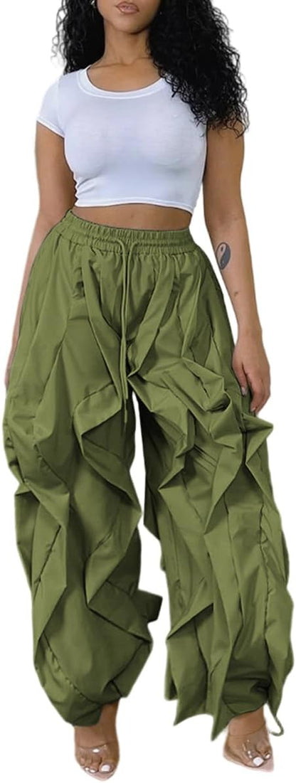 Women's Ruffle Cargo Jogger Pants