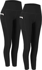 Fengbay 2 Pack High Waist Yoga Pants with Pockets - Tummy Control Workout Leggings for Women