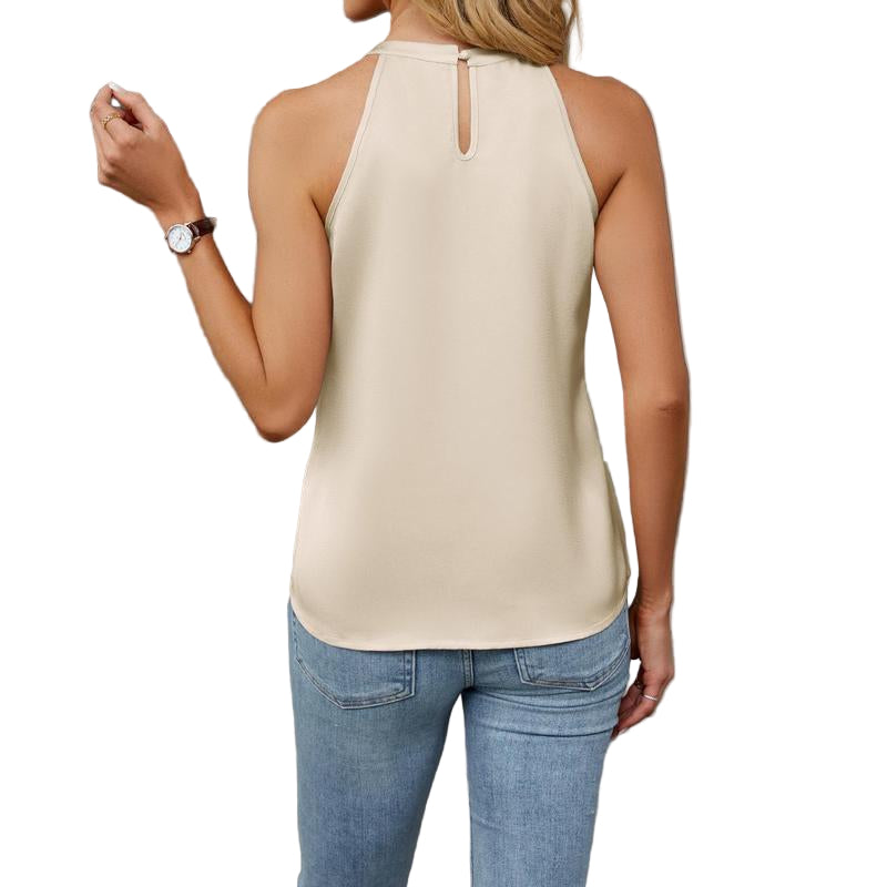 Blooming Jelly Sleeveless Halter Trendy Blouse - Cyndora