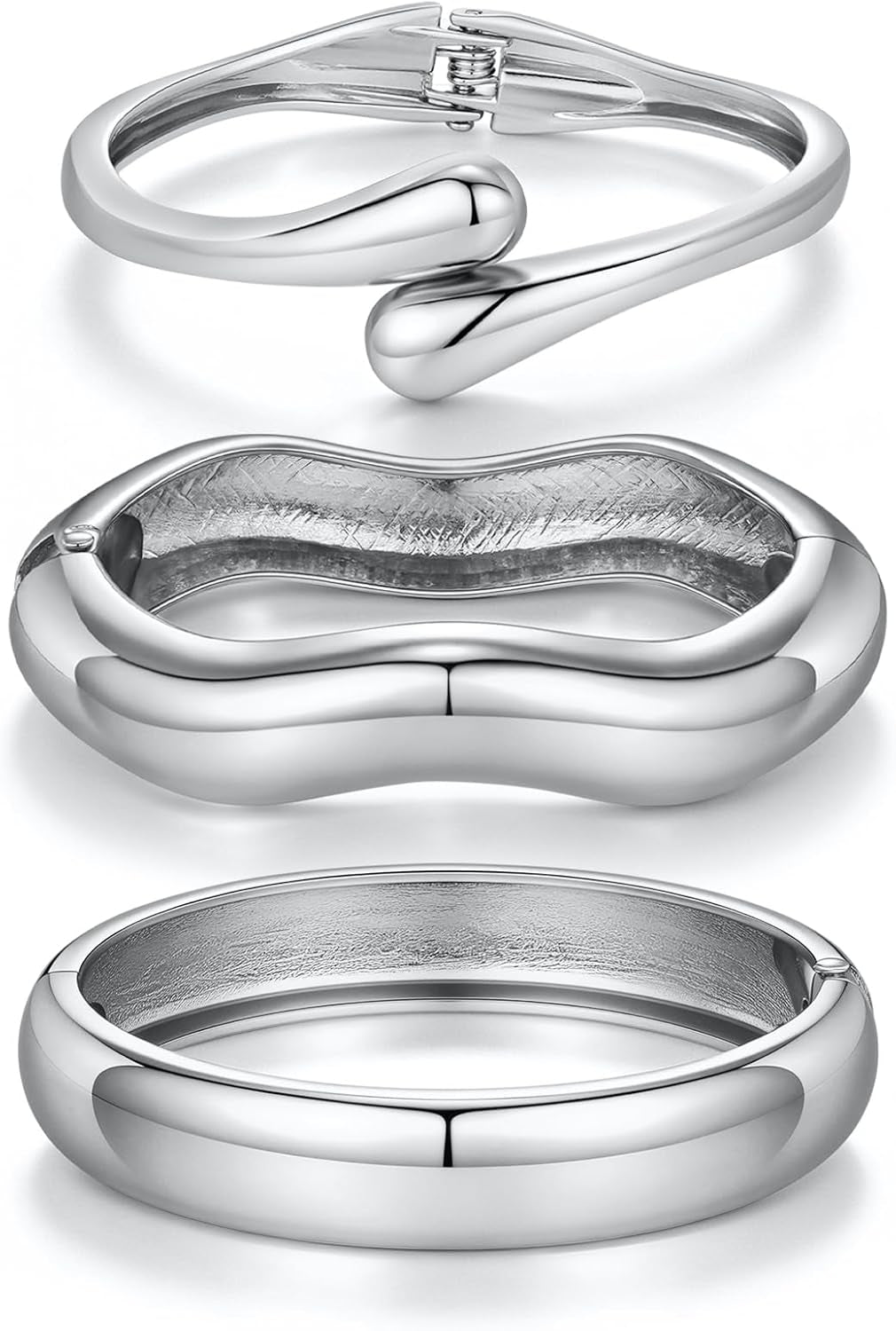 14K Gold Plated Chunky Bangle Bracelet Set
