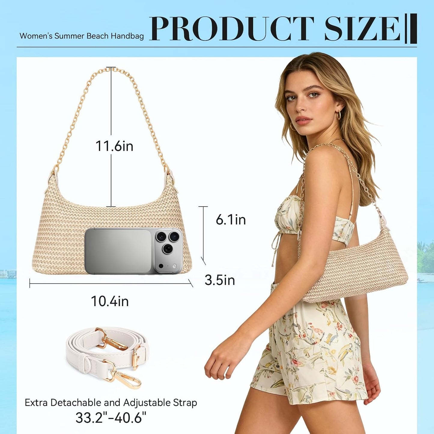 Stylish Crochet Straw Boho Shoulder Beach Bag for Effortless Summer Vibes